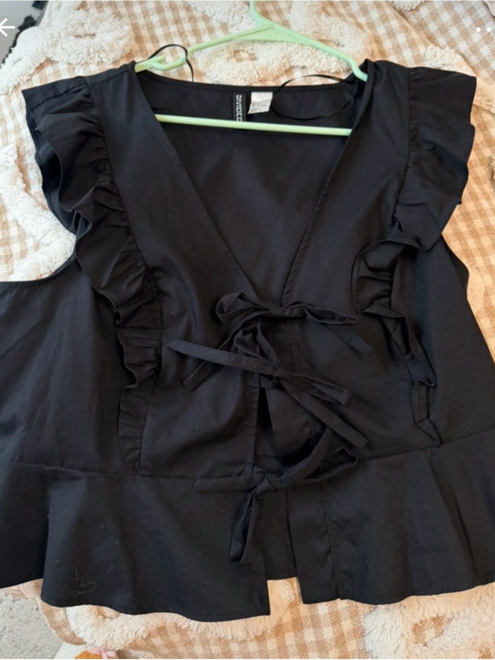 H&M Black Ruffle Tie-Front Blouse